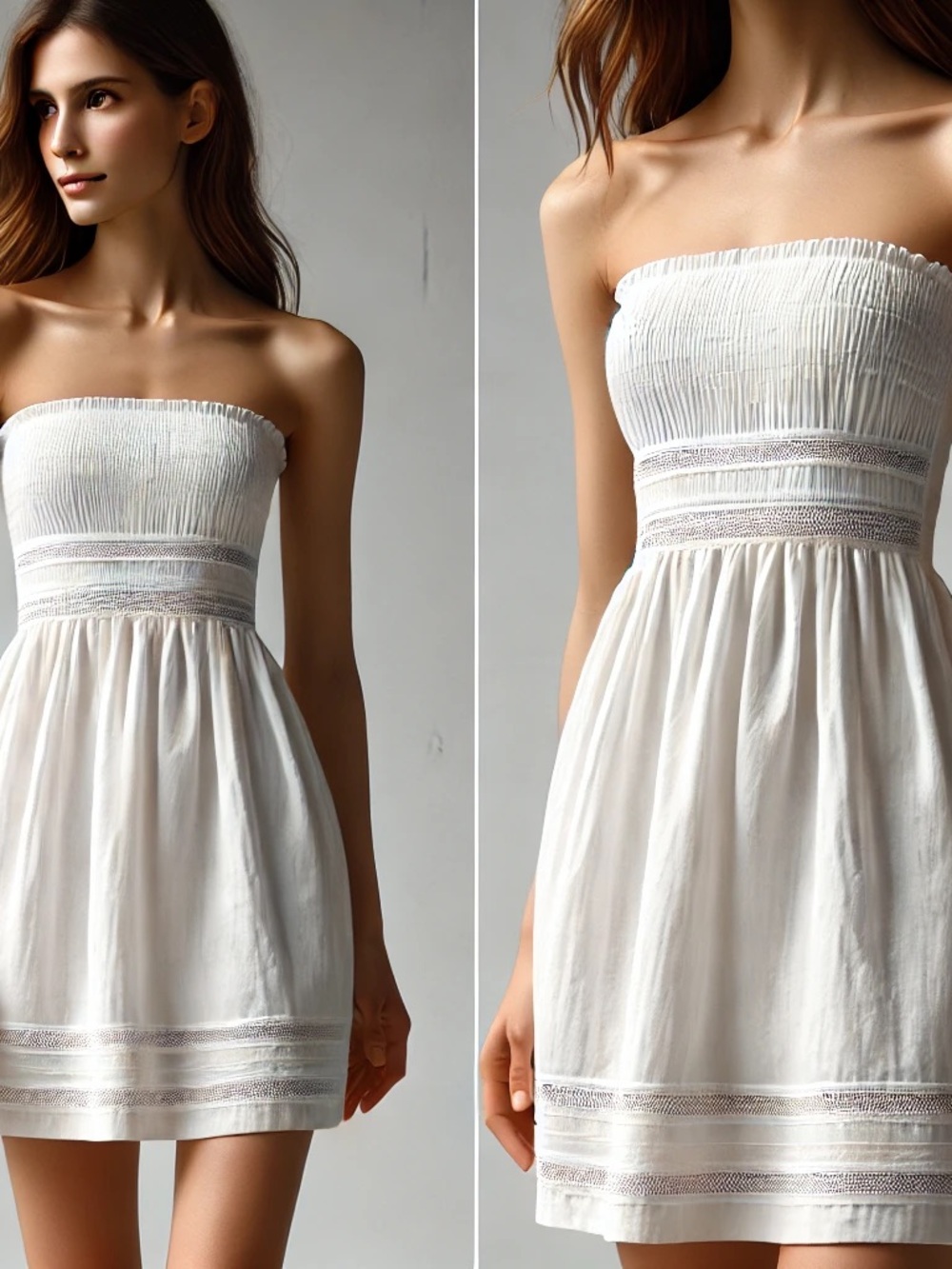 Old Navy Strapless White Dress with Lace Trim